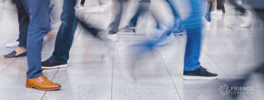 Legs of a walking crowd